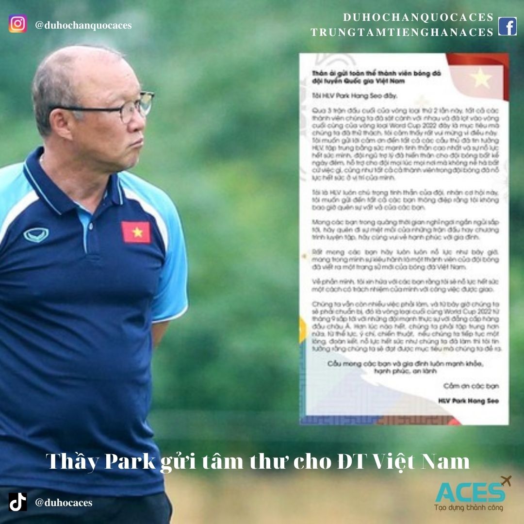 Tâm thư của thầy Park gửi đội tuyển