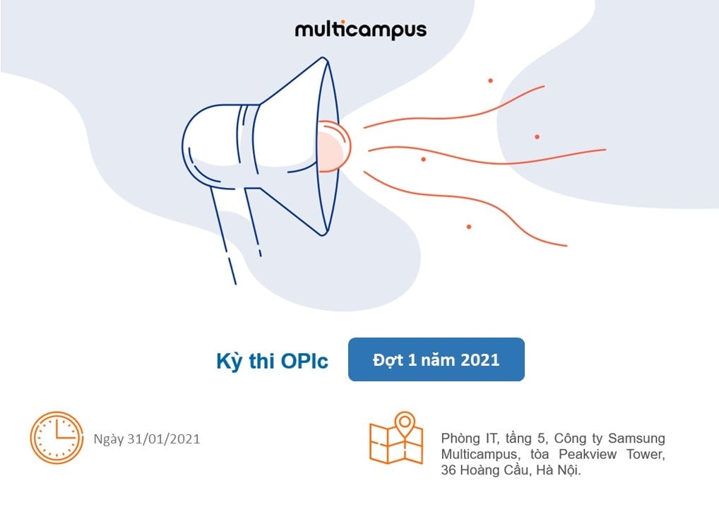 Thông báo lịch thi OPIc đợt 1 năm 2021