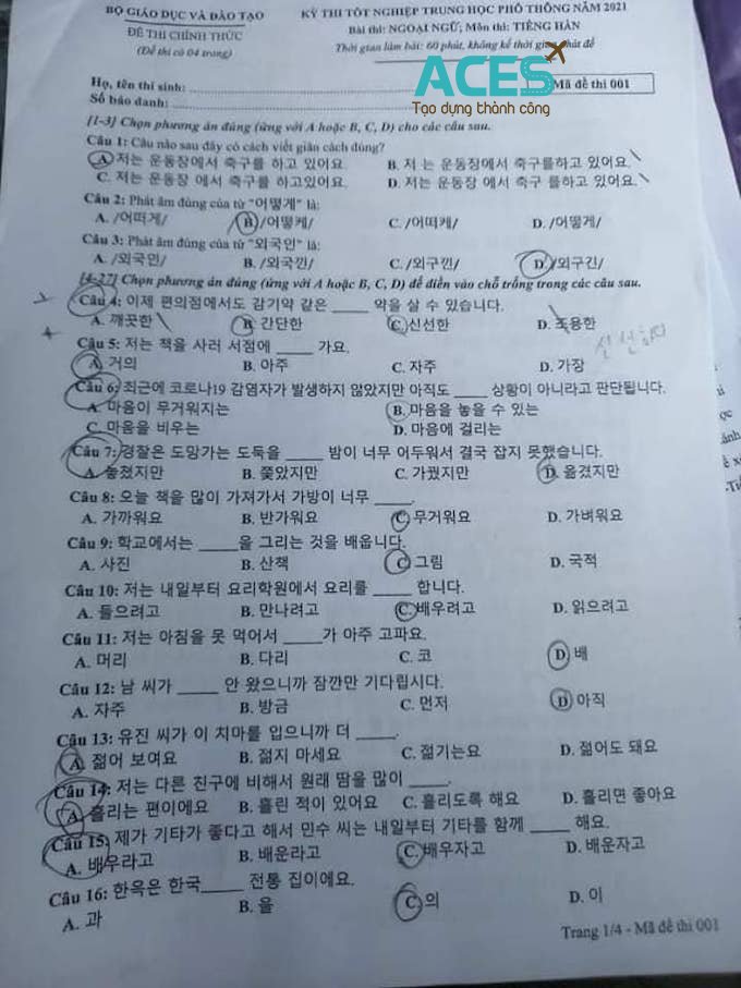 Trang 1 - Mã số 001